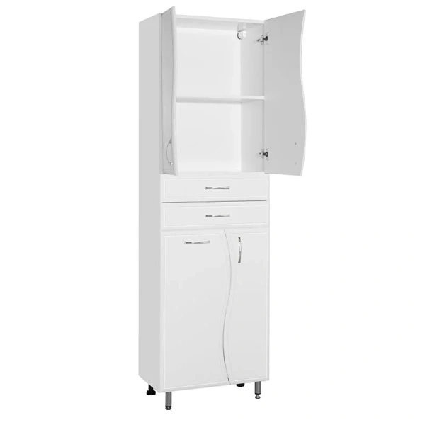 Шкаф-пенал напольный Style Line Волна 60 см белый, в наличии - фото 2