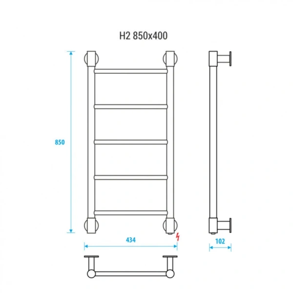 Полотенцесушитель электрический Energy H2 850x400 - фото 2