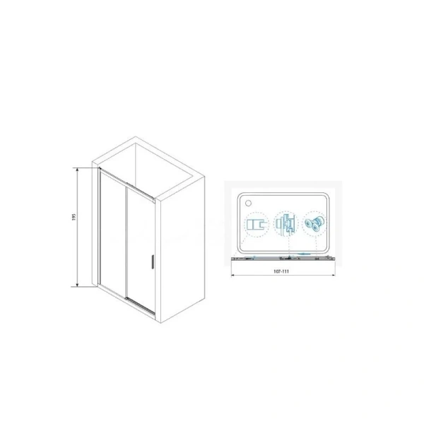 Душевая дверь в нишу RGW Leipzig Le-12B 110 см стекло прозрачное, профиль черный, современные, hi-tech - фото 2