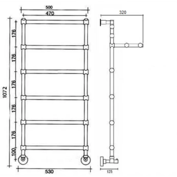 Полотенцесушитель водяной Margaroli 442-6, 6 секций с полкой - фото 2