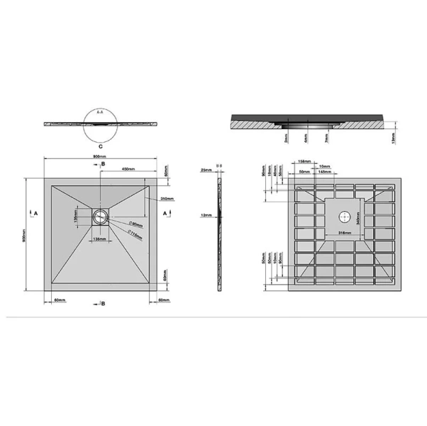 Душевой поддон Grossman Strong 90x90 см графит, недорогие - фото 2