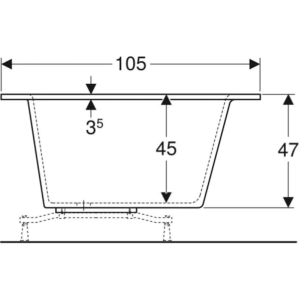 Ванна акриловая Geberit Renova Plan R/L, 170 х 105 см, белая, белые - фото 7