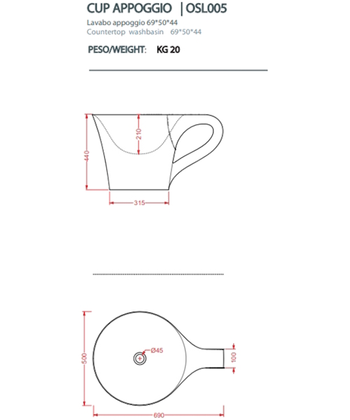 Раковина, цвет белый, ArtCeram One Shot - фото 4
