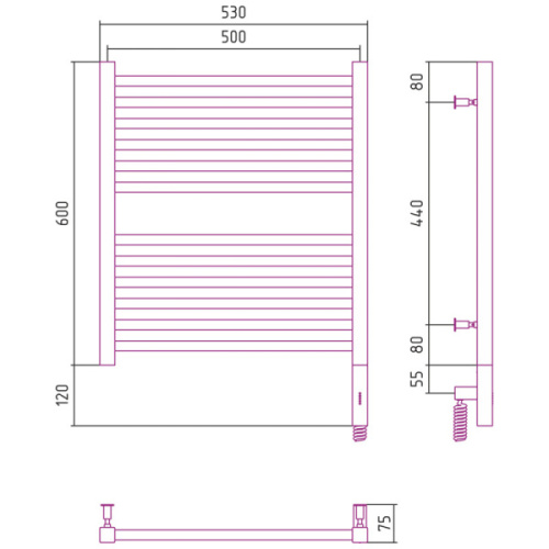Полотенцесушитель электрический Сунержа Модус 3.0 50x60 см правый другие цветовые решения - фото 2