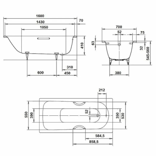 Ванна стальная Kaldewei Saniform Plus mod. 362-1 160x70 см с покрытием Easy-Clean и Anti-SlIp - фото 3