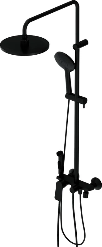 Душевая стойка Damixa Apollo со смесителем-полкой, черный матовый, рычажные - фото 6