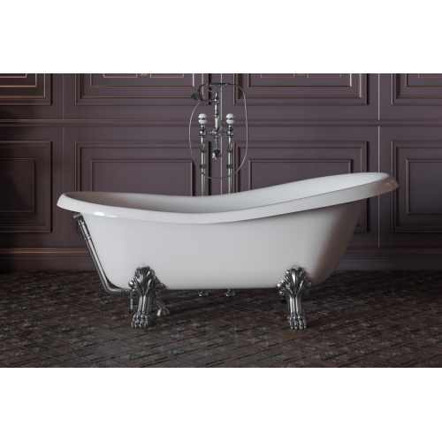 Ванна из искусственного камня Migliore Milady 185х82 см фурнитура хром - фото 2