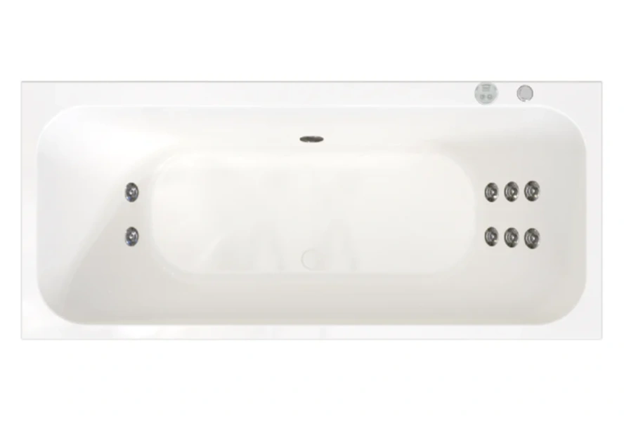 Гидромассажная ванна Радомир Прованс 1-80-2-0-0-185, 180 x 80 см, рама-подставка, фронтальный экран, слив-перелив автомат, гидромассаж Релакс хром КУ 100, датчик уровня воды, массаж спины и ступней, белая - фото 1