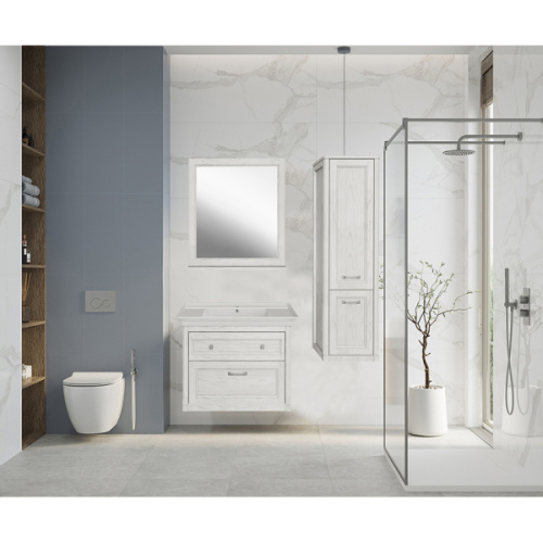 Зеркало ASB-Woodline Толедо 85 см белое/патина серебро - фото 3