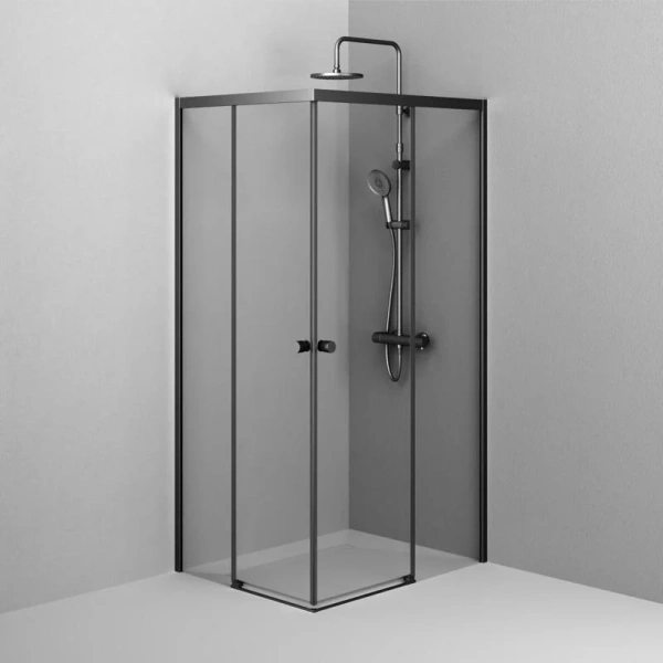Душевой уголок Am.Pm X-Joy 100x80 см профиль черный, стекло прозрачное, стеклянные, угловые, без поддона - фото 6