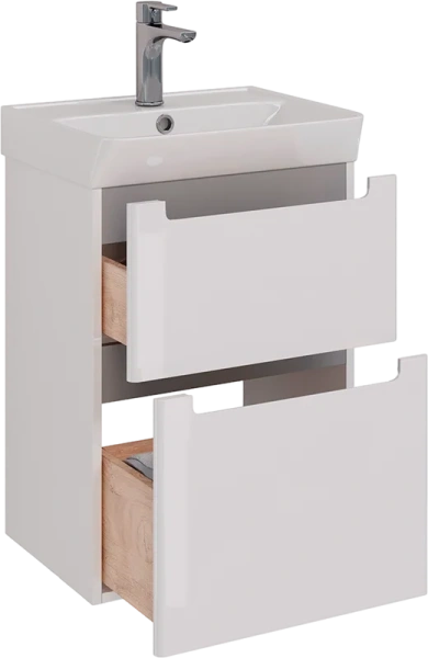 Тумба под раковину подвесная Lemark Buno 50 см белый глянец, в наличии - фото 2