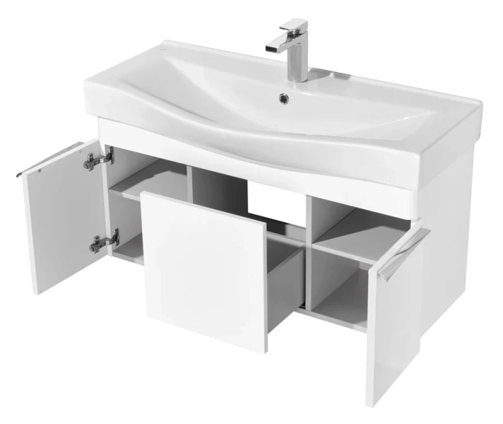 Тумба с раковиной подвесная Акватон Беверли 1A236701BV010 100 см с двумя дверцами и одним ящиком - фото 3