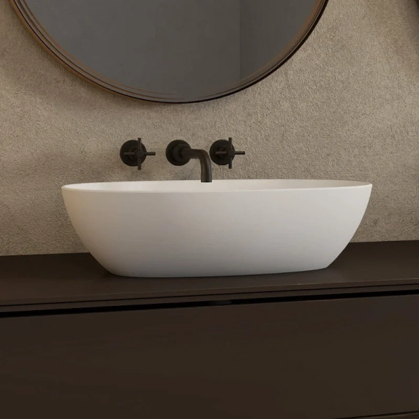 Раковина Abber Stein 56 см белая матовая - фото 1