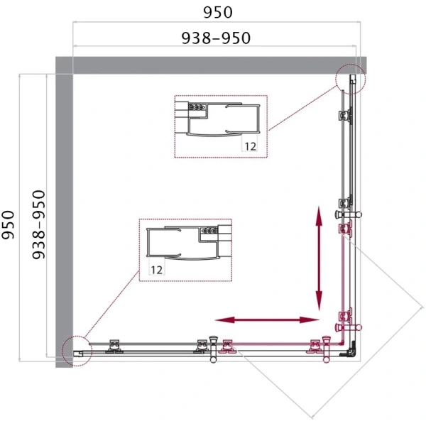 Душевой уголок BelBagno Uno 95х95 см стекло рифленое - фото 3