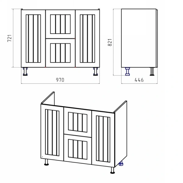 Тумба с раковиной напольная Misty Спарта 100 см ЛДСП - фото 3