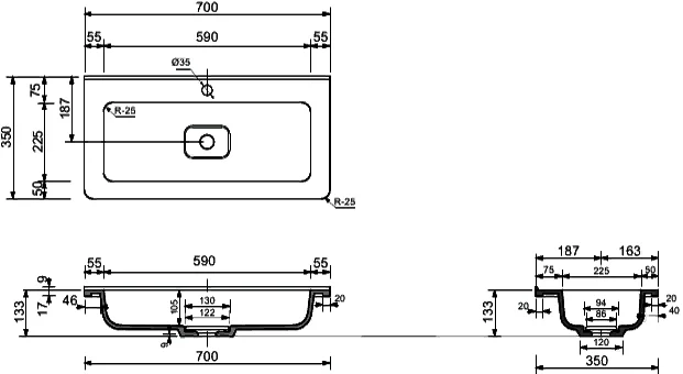 Раковина мебельная Style Line Бергамо 70 см белая, в наличии index_1 - фото 4
