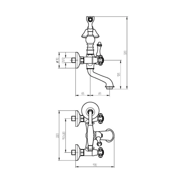 Смеситель для ванны Migliore Prestige хром, для ванны - фото 2