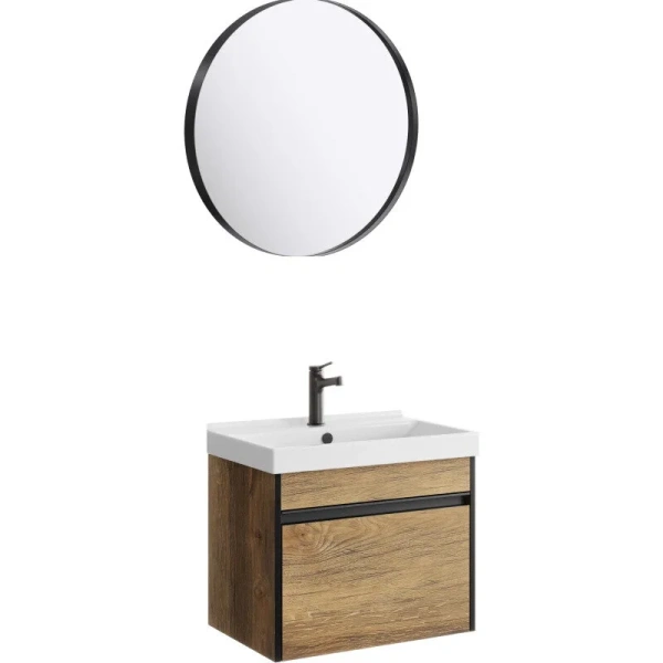 Тумба под раковину подвесная Aqwella Urban 60 см дуб балтийский, моноблок - фото 5