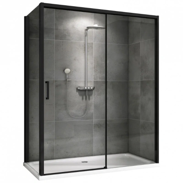 Душевой уголок Abber Komfort 170x90 см профиль черный - фото 1