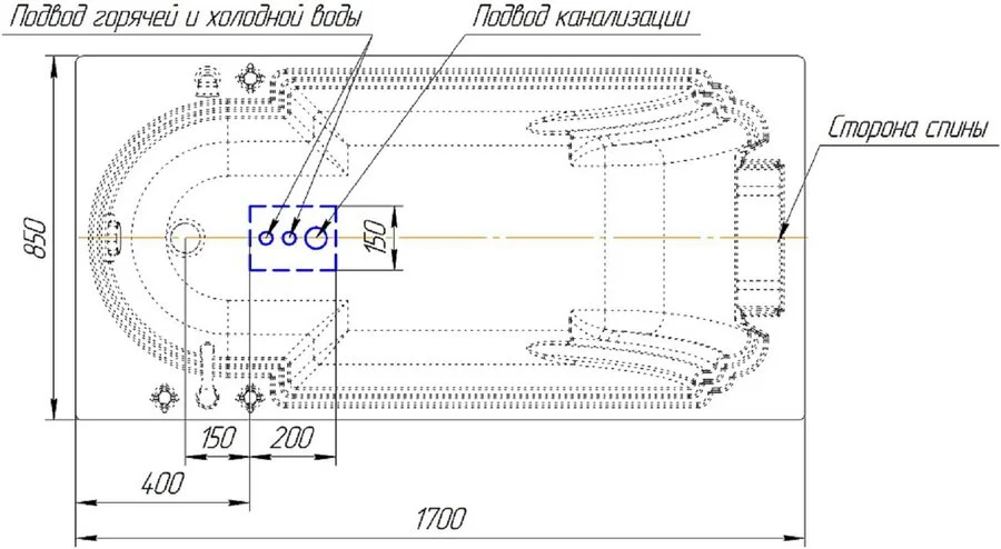 Акриловая ванна Fra Grande Анабель 4-01-2-0-1-420, 170 x 85 см, рама-подставка на декоративных ножках, комплект панелей, подголовник, хром - фото 3
