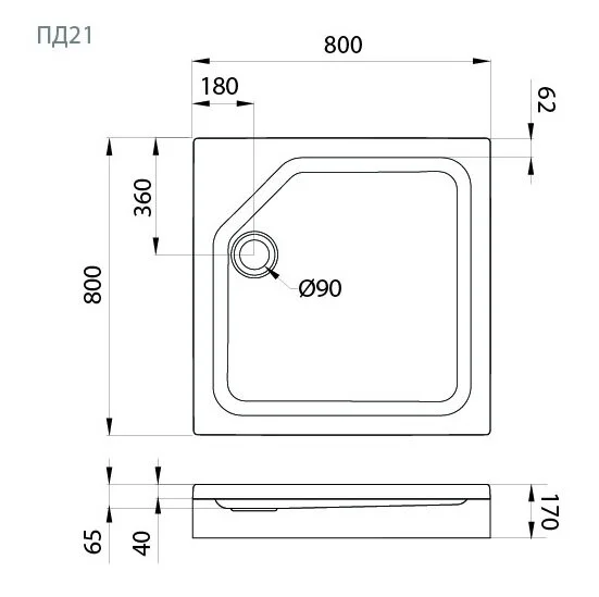 Душевой поддон Triton 80х80 см квадрат - фото 2