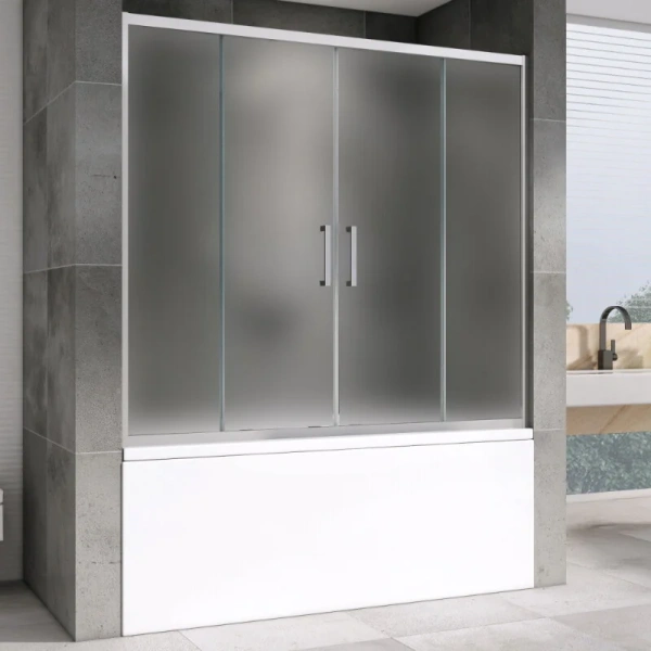 Шторка для ванны Abber Schwarzer Diamant AG57160 160x140 см раздвижная