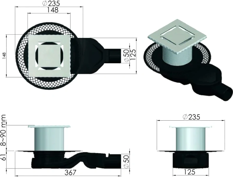 Душевой трап BERGES PLATZ Norma 15 см хром, в наличии - фото 7
