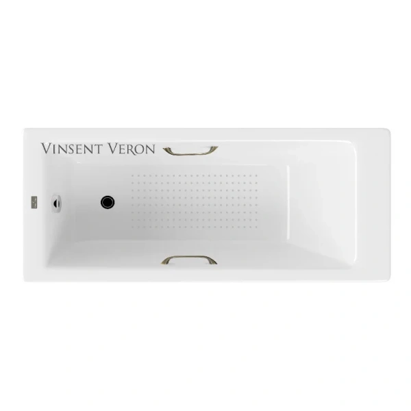 Чугунная ванна Vinsent Veron Tampa VTP1707042H/VH0012BR-AS, 170 x 70 см, с антискользящим покрытием, ручки бронза, цвет белый - фото 2