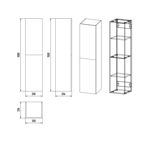 Шкаф-пенал подвесной Misty Ненси 35 см серый, в наличии - фото 2