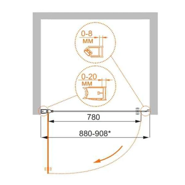 Душевая дверь в нишу Cezares Elena 90 см стекло прозрачное - фото 2
