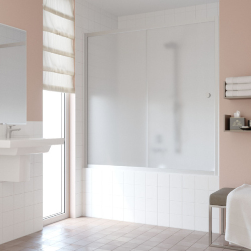 Душевая шторка на ванную стекло сатин Vegas-glass ZV 180 10, хромированный профиль, бронзовый профиль, золотой профиль, белый профиль, матовый профиль, другие - фото 3