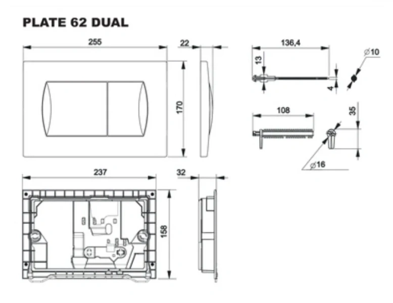 Клавиша смыва Roca Active 62B 8901160B двойной смыв - фото 2