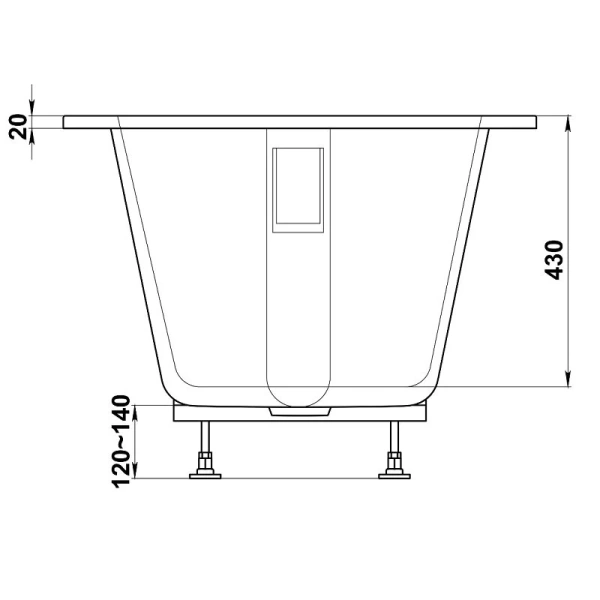 Ванна из литьевого мрамора BAS Афина 170х70 ВА00026 с ножками, цвет белый, без гидромассажа - фото 6