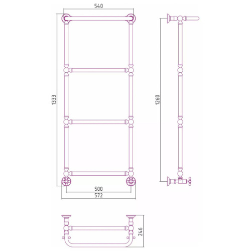 Полотенцесушитель водяной Сунержа Ренессанс 50х126 см другие цветовые решения - фото 3