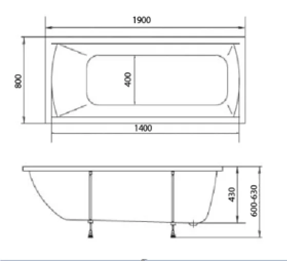 Ванна акриловая Marka One Modern MG 190 x 80 см, белый, 01мод1980 - фото 2