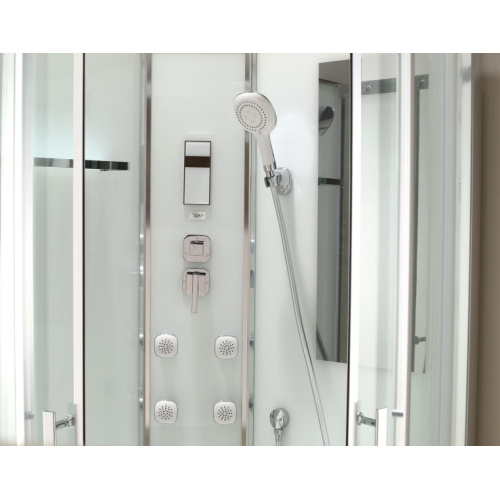 Душевая кабина Black&White Galaxy G5501 100x100 см профиль хром, угловые, с гидромассажем, c тропическим душем, с вентиляцией, с крышей, с радио - фото 5