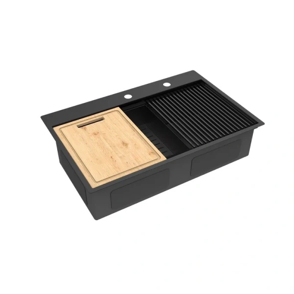 Мойка для кухни Lemark Iordana 78 см чёрный матовый, с одной основной чашей - фото 7