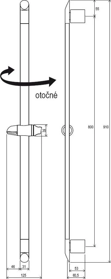 Штанга Ravak 90 973.00 X07P014, в наличии - фото 5