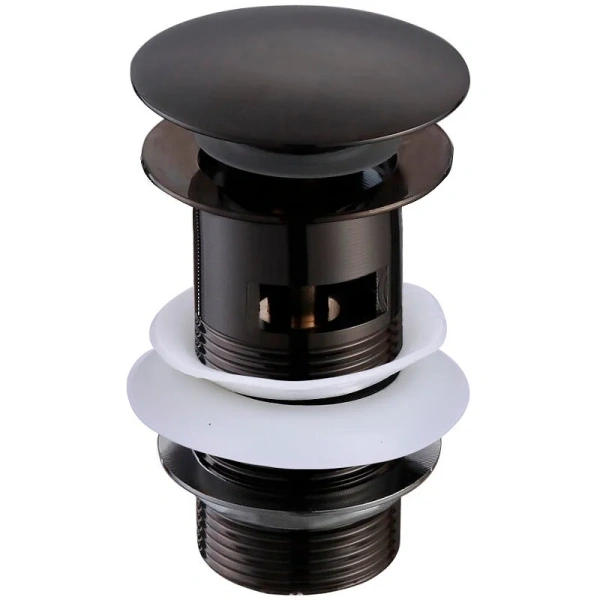 Донный клапан Акватек с переливом черный матовый - фото 1