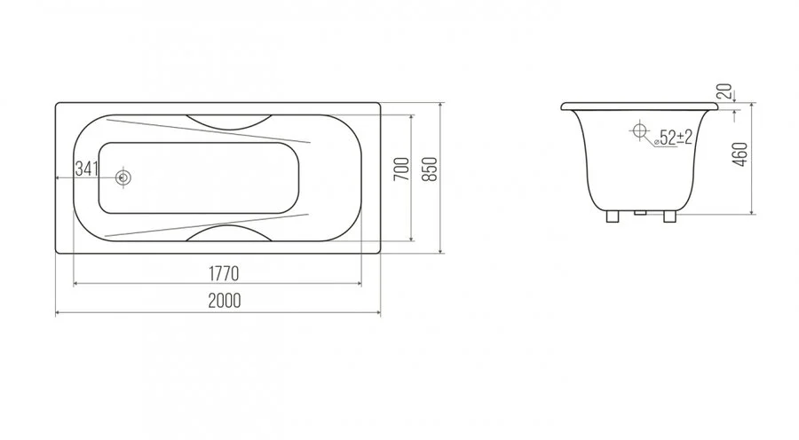 Ванна чугунная Goldman Maxima MX20085, 200 х 85 см, цвет белый - фото 2