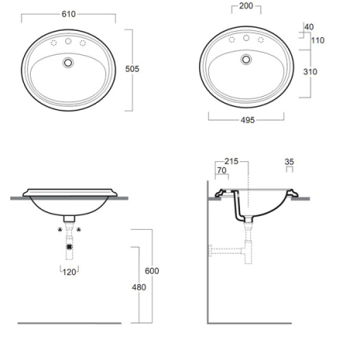 Раковина Simas Arcade 61 см черная, с 1 отверстием под смеситель - фото 4