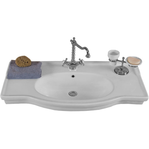 Раковина-консоль керамическая, цвет белый, 1 отв. под смес., с кольцом перелива цвета хром, La Beaute Michel LA83100 - фото 25