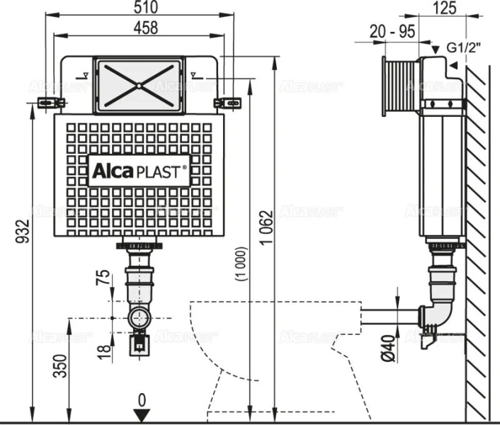 Бачок скрытого монтажа Alcaplast Basicмodul белый - фото 2