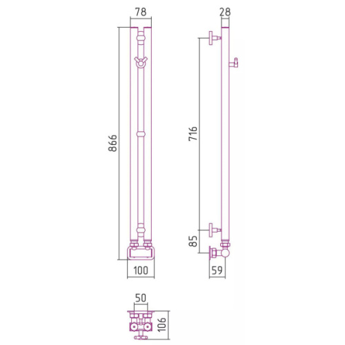 Полотенцесушитель водяной Сунержа Нюанс EU50+ 5х84 см другие цветовые решения - фото 2