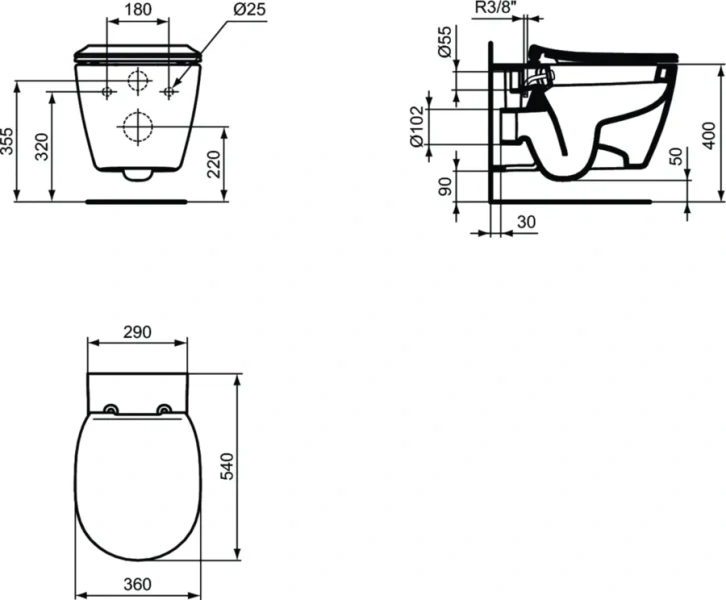 Унитаз подвесной Ideal Standard Connect с функцией биде, подвесные, встраиваемые - фото 3