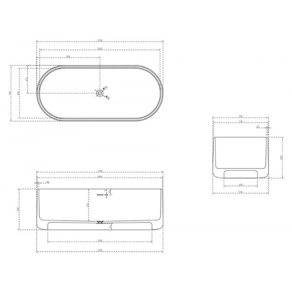Ванна из искусственного камня Abber Stein 170х75 см отдельностоящая, 170x75 см - фото 4