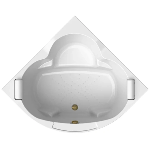 Акриловая ванна Радомир Сорренто 1-01-4-0-9-038К, 140 x 140 см, каркас, подголовник - 2 шт., фронтальный экран, сифон, слив-перелив автомат в комплекте, белая/бронза - фото 1