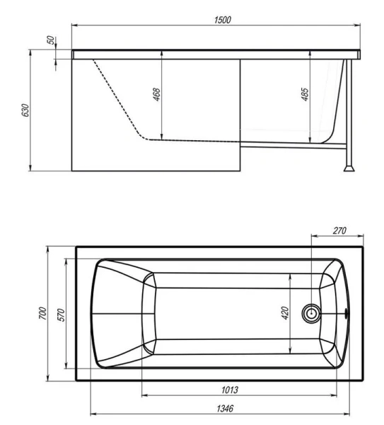 Ванна акриловая Royal Bath Vienna RB953501, 150 x 70 см, белый - фото 2