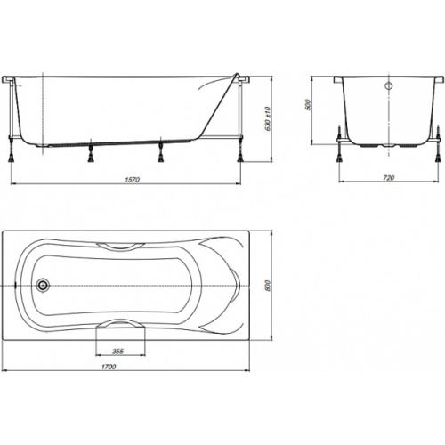 Схема, без гидромассажа, недорогие, с ручками, большие - фото 6