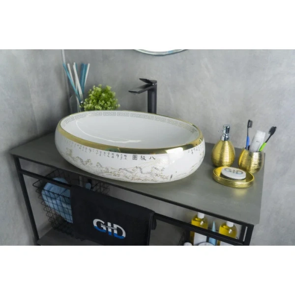 Раковина GID Lago Nc472 60 см белая/золото, 60 см - фото 6